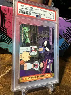 1998 Pokemon Japanese Bandai Anime Carddass Vending #239 Team Rocket PSA 6 - Image 3