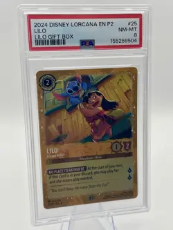 Disney Lorcana LILO ESCAPE ARTIST #25 GLITTER PROMO Holo PSA 8 Gift Box Promo - Image 1