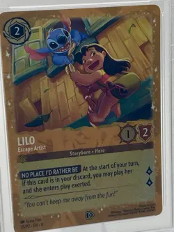 Disney Lorcana LILO ESCAPE ARTIST #25 GLITTER PROMO Holo PSA 8 Gift Box Promo - Image 2