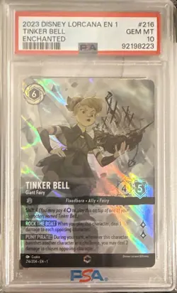 Ravensburger Disney Lorcana 2023 Tinker Bell Giant Fairy Enchanted Holo PSA 10 - Image 1