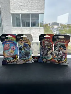 Cosmic Eclipse Sleeved Booster Pack Full Art Set Pokemon TCG Sun & Moon 4 Packs - Image 1