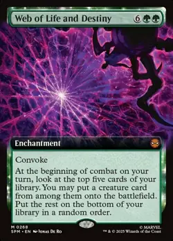 x1 Web of Life and Destiny - Extended Art M MTG Marvel's Spider-Man M/NM, Englis - Image 1
