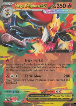 MEGA DELPHOX EX 008/084 DOUBLE RARE PITCH BLACK POKEMON HOLO NEAR MINT - Image 1