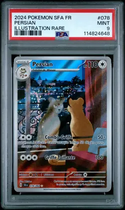 2024 POKEMON FRENCH SFA FR-SHROUDED FABLE ILLUSTRATION RARE #078 PERSIAN PSA 9 - Image 1