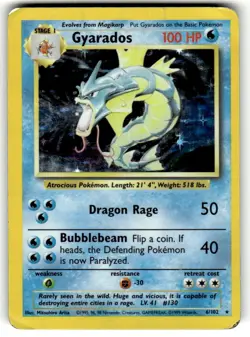 Pokemon Gyrados Holo Rare Card 6/102 Unlimited Base Set HP/DMG - Image 1