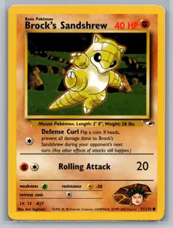 Brock's Sandshrew (71) Gym Heroes #071/132 Common Pokemon Card - Image 1