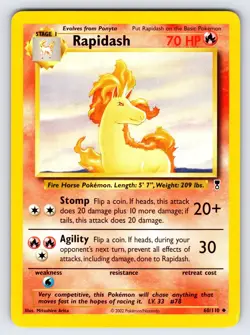 Rapidash 60/110 2002 Legendary Collection Pokemon Card TCG WOTC Vintage - Lp - Image 1