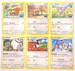 Pokemon GO TCG 6 Card Lot Bidoof Pidove Aipom Basic & Stage 1 - Image 1