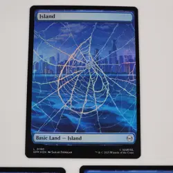 x3 MTG FOIL Island Spider-Man Full Art Land #0190 NM+ Card Spider Web Basic Land - Image 2