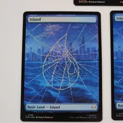 x3 MTG FOIL Island Spider-Man Full Art Land #0190 NM+ Card Spider Web Basic Land - Image 3