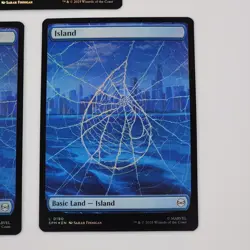 x3 MTG FOIL Island Spider-Man Full Art Land #0190 NM+ Card Spider Web Basic Land - Image 4