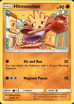 HITMONCHAN 74/181 Pokemon Card Team Up Near Mint - Image 1