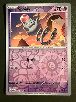 Pokemon TCG Spoink 90/197 Obsidian Flames Reverse Holo NM - Image 1