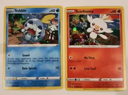 Sobble SWSH073 with Swirl & Scorbunny SWSH071 Promo Pokemon Sword & Shield NM - Image 1