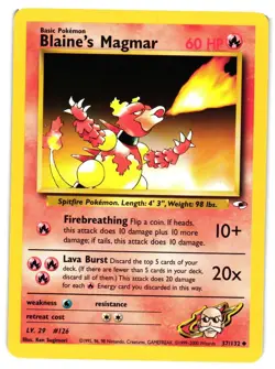 Pokemon TCG Gym Heroes Blaine's Magmar 37/132 Uncommon Unlimited VLP - Image 1