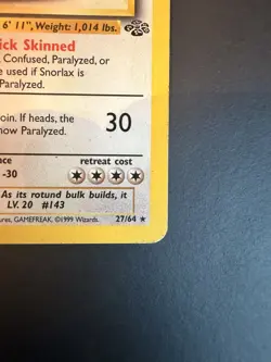 Snorlax 27/64 Jungle Set Non-Holo Rare Pokemon Card Vintage WOTC MP - Image 5