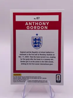 Anthony Gordon 2025-26 Panini Donruss #67 FIFA World Cup England Trading Card - Image 2