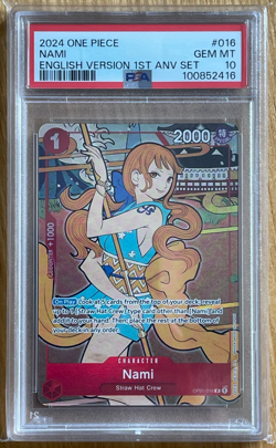 One Piece TCG PSA 10 Nami OP01-016 English 1st Anniversary Set Gem Mint - Image 1