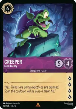 Disney Lorcana TCG Whispers in the Well - Creeper - Loyal Lackey Rare 50/204 - Image 1