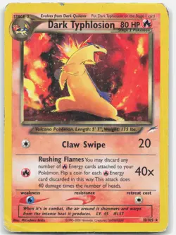 Dark Typhlosion 10/105 Holo Rare Neo Destiny Pokemon Unlimited Holo Damaged - Image 1