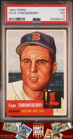1953 Topps Faye Throneberry 49 Boston Red Sox PSA 3 VG - Image 1