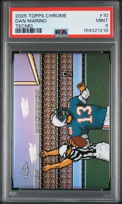 2025 Topps Chrome Dan Marino Tecmo Super Bowl #10 Dolphins Insert PSA 9 - Image 1