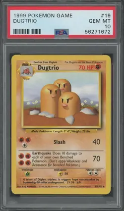 DUGTRIO Base Set Rare #19 PSA 10 Vintage Pokemon [Nostalgium] - Image 1