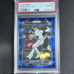 Panini 2023 Prizm Bobby Witt Jr Rookie Blue Ice Prizm #254 Royals PSA 10 - Image 1