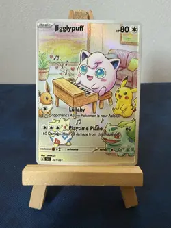 Piano Jigglypuff Eevee Roger Bulbasaur Pikachu Pokemon Card DISPLAY ART - Image 1