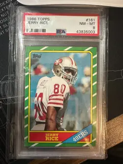 JERRY RICE 1986 Topps #161 San Francisco 49ers RC HOF PSA 8 - Image 1