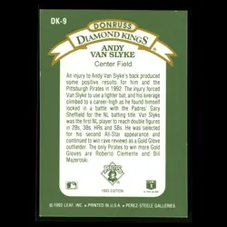 Andy Van Slyke #DK-9 1993 Donruss Diamond Kings Pittsburgh Pirates Baseball Card - Image 2