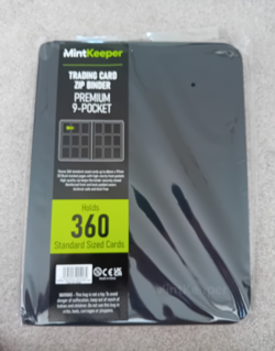 MintKeeper Black Zip Trading Card Binder 9-Pocket Holds 360 Standard Cards - Image 1
