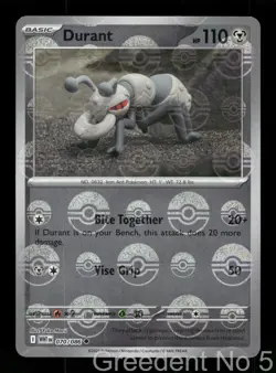 Durant (Poke Ball Pattern) 070/086 Uncommon White Flare Pokemon Near Mint - Image 1