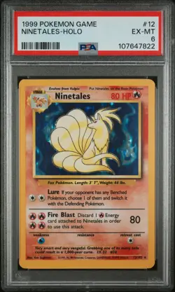 1999 POKEMON GAME #12 NINETALES-HOLO PSA 6 - Image 1