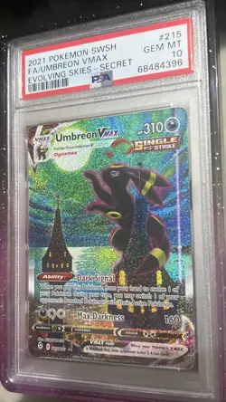 2021 POKEMON SWORD & SHIELD EVOLVING SKIES SECRET FULL ART/UMBREON VMAX PSA 10 - Image 1
