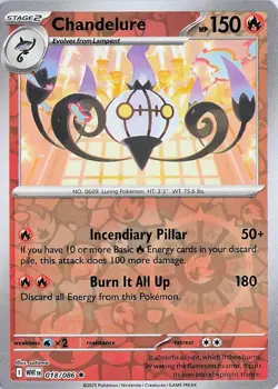 Chandelure - Pokemon Reverse Holo Rare 2025 White Flare 018/086 NM - Image 1