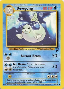 Dewgong - Pokemon Uncommon 2000 Base Set 2 36/130 NM - Image 1