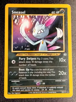 Sneasel 25/111 Rare Neo Genesis Pokemon LP - Image 1