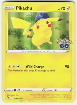 Pikachu 028/078 Pokemon GO Lightly Played Holo Rare - Image 1
