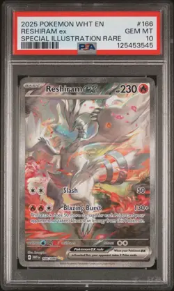 2025 POKEMON WHT EN-WHITE FLARE SPECIAL ILLUSTRATION RARE RESHIRAM EX PSA 10 - Image 1