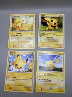 Pikachu and Pichu 4 Card Mixed Lot Mid Era NM Pokemon Card - Image 1