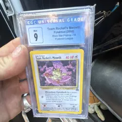 CGC 9 Team Rocket's Meowth Black Star Promo #18 2000 English Holo Pokemon League - Image 1