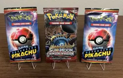 Pokemon TCG Sealed Booster Packs - Sun & Moon (1) Detective Pikachu (2) Lot - Image 1