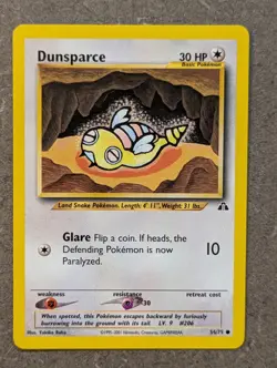 Pokemon Card 2000 DUNSPARCE 54/75 Neo Discovery Common NM - Image 1