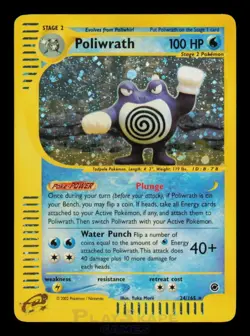 Pokemon Card Poliwrath 24/165 Expedition Base Set Holo Rare Yuka Morii MP 2002 - Image 1