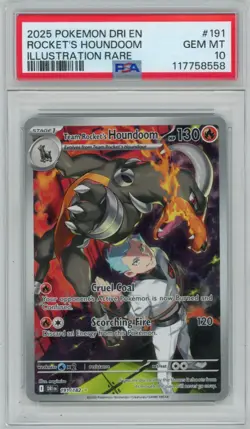 2025 Pokemon Destined Rivals Rocket's Houndoom 191/182 Illustration Rare PSA 10 - Image 1