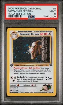 2000 POKEMON GYM CHALLENGE HOLO-1ST EDITION #8 GIOVANNI'S PERSIAN PSA 9 - Image 1