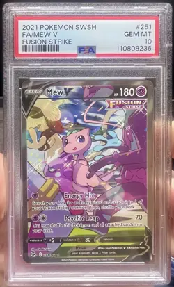 Mew V 2021 Pokemon Sword & Shield Fusion Strike 251/264 Full Art PSA 10 - Image 1