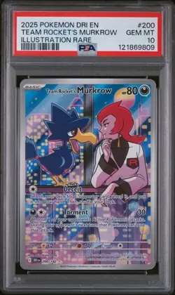 PSA 10 POKEMON DESTINED RIVALS #200 TEAM ROCKET'S MURKROW ILLUSTRATION RARE - Image 1