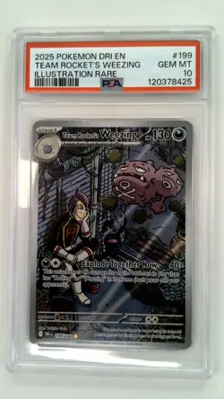 Pokemon TCG Team Rocket's Weezing 199/182 Sv10: Destined Rivals Holo PSA 10 - Image 1
